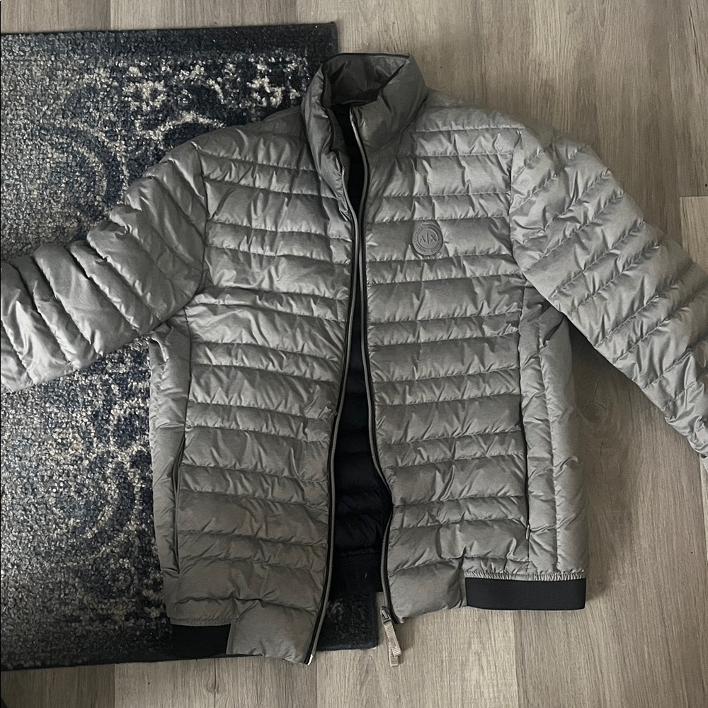 Armani Exchange Silver Puffer Jacket